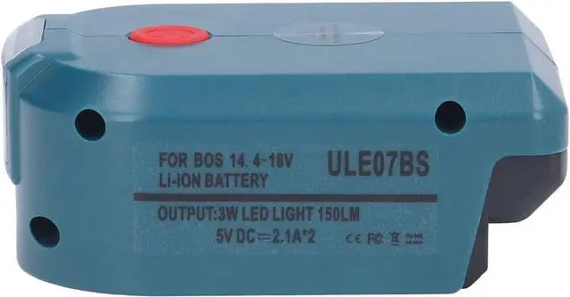 Alt view image 6 of 7 - Gugxiom Battery Adapter LED Light, DC5V 2.1A Input 150LM Bright Color Battery Power Adapter for 14.4?18V Lithium Batteries for Mobile Phone(ULE07BS Bosch Dark Green)