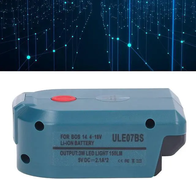 Alt view image 5 of 7 - Gugxiom Battery Adapter LED Light, DC5V 2.1A Input 150LM Bright Color Battery Power Adapter for 14.4?18V Lithium Batteries for Mobile Phone(ULE07BS Bosch Dark Green)