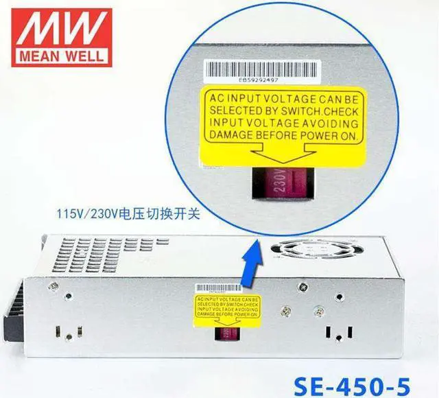 Alt view image 3 of 5 - MW Mean Well Enclosed Type SE-450W-12/15/24/3.3/36/48/5V Non-PFC SE Series 450W Single Output Power Supply (SE-450-5)
