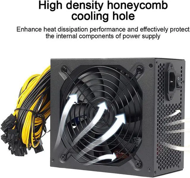 Alt view image 4 of 7 - HaoJieHan Mining Power Supply Support 6/8 GPU,2000W BTC Dogecoin Miner PSU,ATX PC Modular Power ETH Rig Ethereum Miner,Mining Rig System Power Suply