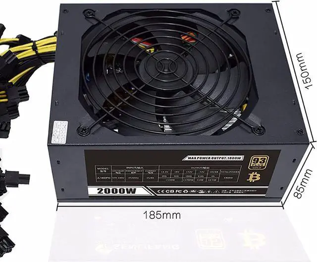 Alt view image 5 of 7 - HaoJieHan Mining Power Supply Support 6/8 GPU,2000W BTC Dogecoin Miner PSU,ATX PC Modular Power ETH Rig Ethereum Miner,Mining Rig System Power Suply