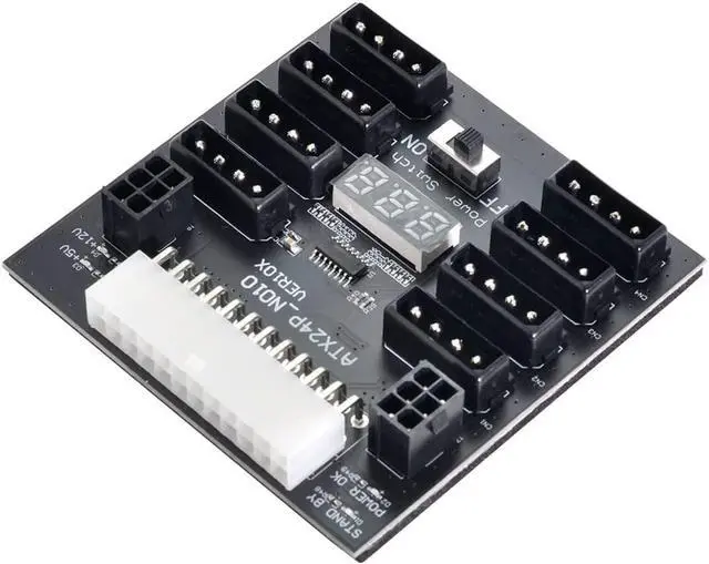 Alt view image 6 of 7 - NFHK ATX PSU Server Power Board 24Pin to IDE 8X 4Pin +2X 6Pin Power Supply Board for CHIA ETH BTC Mining Miner