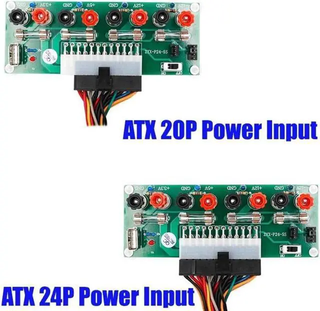 Alt view image 5 of 6 - LYMY Computer add-on Card Electric Circuit 24 Pins ATX Benchtop Power Supply Computer 24 Pins ATX Breakout Board Module Dc Plug Connector with USB 5V Port Computer Accessories