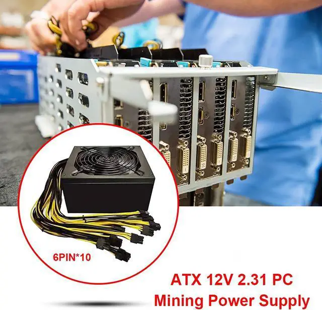 Alt view image 5 of 6 - BIK PC Mining Bitcoin Power Supply 2000W ATX 12V 2.31 Silent Bitcoin Miner Mining Power Supply 75/B85/847/X79/ Graphics Card Support