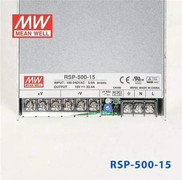 Alt view image 3 of 6 - MW Mean Well Enclosed Type RSP-500W-12/15/24/27/3.3/4/48/5V PFC RSP Series 500W Single Output with PFC Function Power Supply (RSP-500-15)