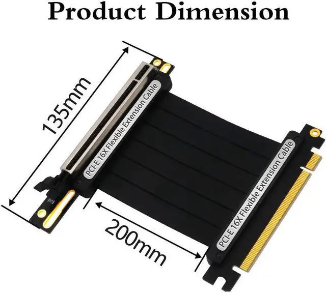 Alt view image 2 of 7 - PCIe Riser Cable, 3.0 x16 PCI Express Riser Extender, Flexible High Speed 90 Degree GUP Riser Cable with 3.3v/12v Power LED for Graphics Card Vertical Mount (20cm 90 Degree)