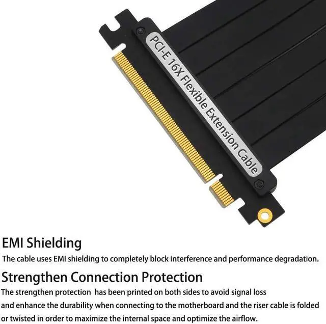 Alt view image 3 of 7 - PCIe Riser Cable, 3.0 x16 PCI Express Riser Extender, Flexible High Speed 90 Degree GUP Riser Cable with 3.3v/12v Power LED for Graphics Card Vertical Mount (20cm 90 Degree)