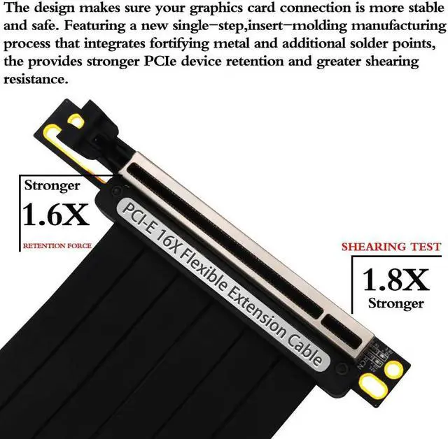 Alt view image 4 of 7 - PCIe Riser Cable, 3.0 x16 PCI Express Riser Extender, Flexible High Speed 90 Degree GUP Riser Cable with 3.3v/12v Power LED for Graphics Card Vertical Mount (20cm 90 Degree)