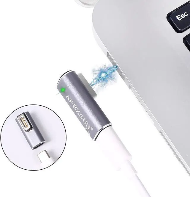 Alt view image 2 of 7 - APEXSUN Magnetic L-Tip USB C Adapter Compatible with Magnetic 1 MacBook Pro Air , Type-C PD Power Fast Charging Adapter Replacement for MacBook Power Supply,MacBook Pro Works with 100W