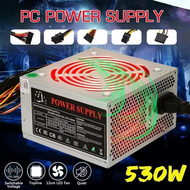 Alt view image 2 of 7 - 530W PC Power Mute Wear-Resisting 12V ATX Computer Case Power Supply