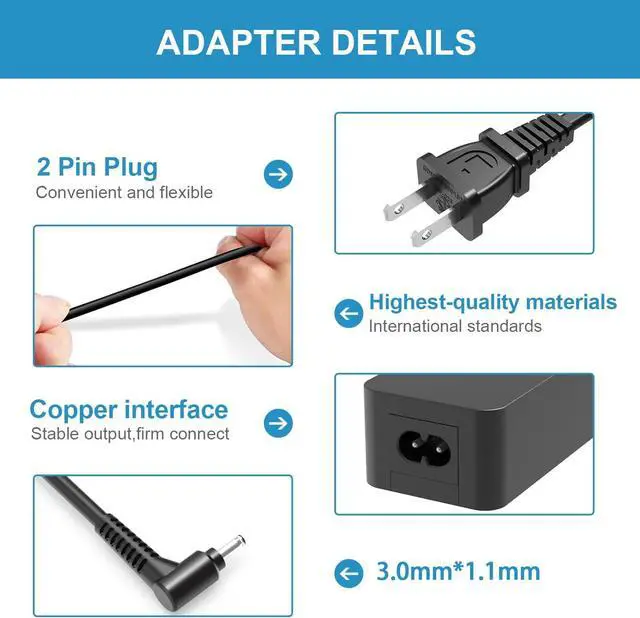 Alt view image 3 of 4 - 19V AC Charger Adapter Fit for Samsung Galaxy Book Flex Alpha 13.3 NP730QCJ NP730QCJ-K02US, NP730QCJ-K01US Laptop Replacement Power Cord Supply