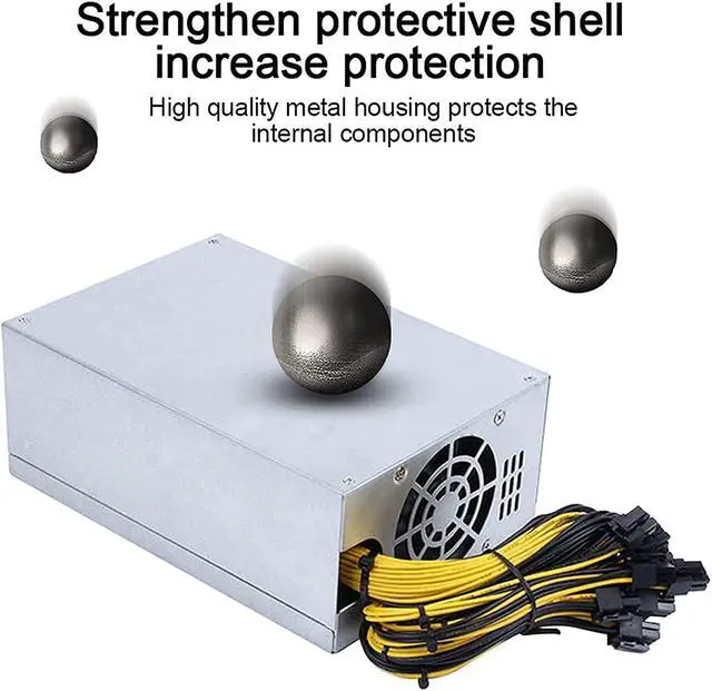 Alt view image 7 of 7 - HaoJieHan 2000W ATX Mining Power Supply PSU,6 Pin for 6 GPU ETH Rig Ethernet Miner-Quiet Cooling Fan,BTC Mining Rig System Mining Power Supply