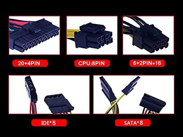 Alt view image 2 of 7 - HaoJieHan 2000W Ulltra-Quiet BTC ATX Mining Power Supply,140mm Cooling Fan,Modullar Mining Switching Power Supply PSU for 8 GPU ETH Rig Ethereum Miner,180V-264V