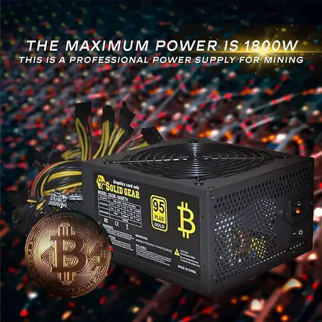 Alt view image 7 of 7 - HaoJieHan 1800W Mining Power Supply,6/8 GPU ETH BTC Rig Ethereum ATX Mining Rig System PSU,180-240V PC Modular Miner Power Supply