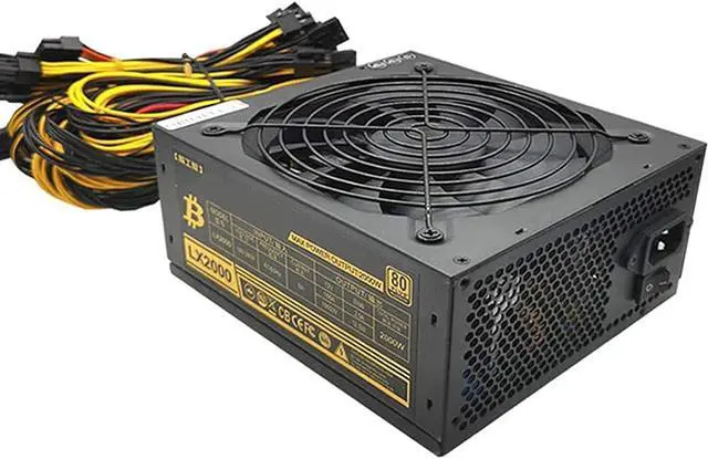 Alt view image 5 of 7 - HaoJieHan 2000W Ulltra-Quiet BTC ATX Mining Power Supply,140mm Cooling Fan,Modullar Mining Switching Power Supply PSU for 8 GPU ETH Rig Ethereum Miner,180V-264V