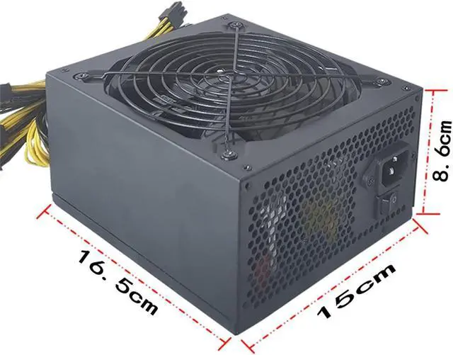 Alt view image 6 of 7 - HaoJieHan 2000W Ulltra-Quiet BTC ATX Mining Power Supply,140mm Cooling Fan,Modullar Mining Switching Power Supply PSU for 8 GPU ETH Rig Ethereum Miner,180V-264V