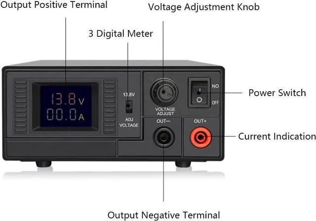 Alt view image 2 of 7 - Switching Power Supply DWC30WIN, Universal Compact 13.8 Volt DC 110V AC Home Lab AC-DC Converter Power Supply for CB/HAM Radio Mobile, Output Current 30A(Max), Liquid-Crystal Display