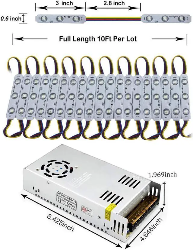 Alt view image 7 of 7 - LED Module Light Window Lights Storefront Lights 200pcs Business Decorative Strip Light 5050 RGB SMD LED with 12V 30A DC Universal Regulated Switching Power Supply Pomelotree