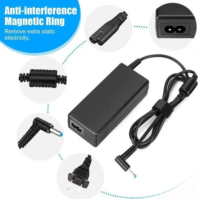 Alt view image 3 of 7 - 19.5V 2.31A 45W Ac Adapter for HP Pavilion 11 13 15 HP Stream 11 13 14 Elitebook Folio 1040 G1 Touchsmart 15 250 G3 255 G4 355 G2 Hp Spectre X360 Power Cord Supply