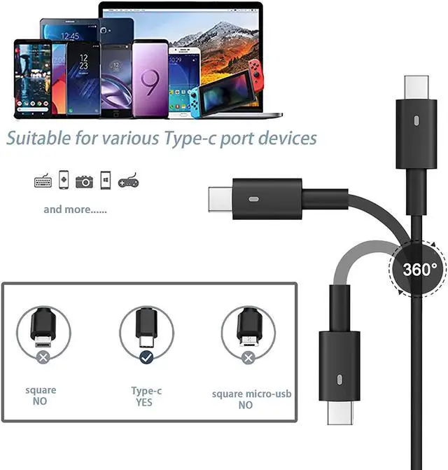 Alt view image 6 of 7 - Laptop Charger 65W Adapter for dell chromebook 3100 XPS 13 9350 7390 9370 Latitude 5420 7490 5400 7390 7420 5520 7400 2-in-1 P28T P29T LA45NM150 LA45NM121 with Type c (USB-C/USBC) Power Supply