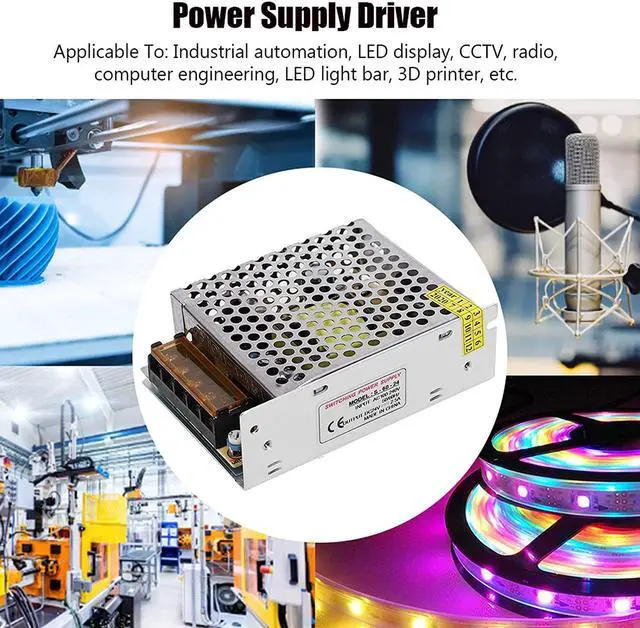 Alt view image 2 of 7 - LED Strip Light Driver, Stable Protection Function Aluminum Alloy Switch Power Supply Driver for LED Display CCTV for Radio Computer Engineering(S-60-24 (24V/2.5A/60W) AC100-240V)