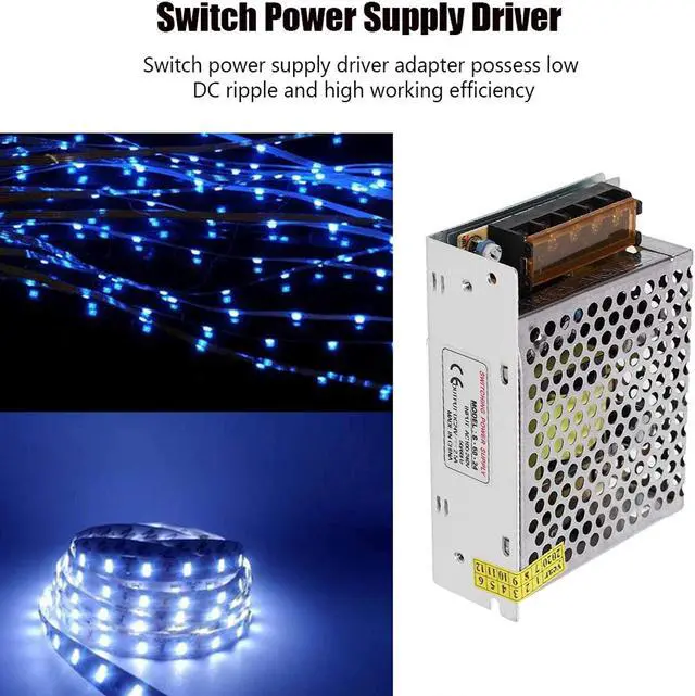 Alt view image 3 of 7 - LED Strip Light Driver, Stable Protection Function Aluminum Alloy Switch Power Supply Driver for LED Display CCTV for Radio Computer Engineering(S-60-24 (24V/2.5A/60W) AC100-240V)