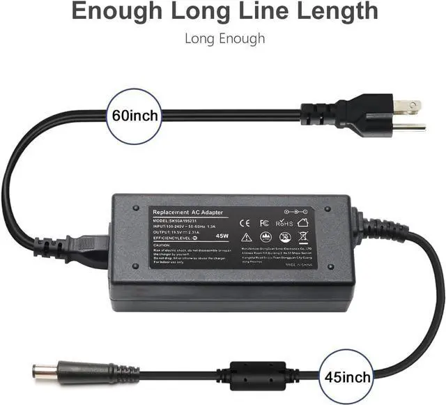 Alt view image 5 of 7 - 45W AC Adapter Replacement for Dell Inspiron Laptop Charger Power Cord Supply Dell Inspiron 15 3000 5000 5100 7000 11-3000 13-7000 14-5000 17-7000 Series