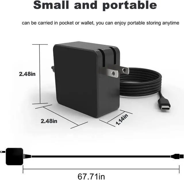 Alt view image 3 of 7 - 45w USB Type C AC Charger Fit for Asus Chromebook CX22NA C302CA C302C C302 C423 C423N C423NA 14 C425TA C425T C425 Laptop Power Supply Adapter Cord