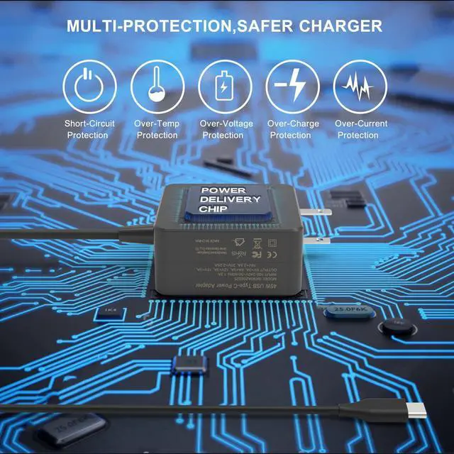 Alt view image 4 of 7 - 45w USB Type C AC Charger Fit for Asus Chromebook CX22NA C302CA C302C C302 C423 C423N C423NA 14 C425TA C425T C425 Laptop Power Supply Adapter Cord