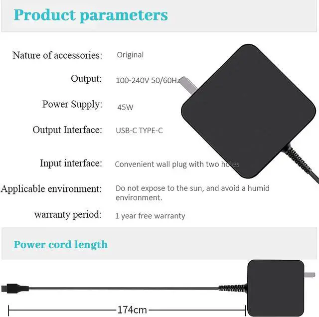 Alt view image 4 of 7 - 45w Laptop USB-C Charger For Samsung Chromebook Charger Type C PA-1300-87 XE520QAB XE350XBA Asus Chromebook Charger Samsung Chromebook 4 Charger Samsung Chromebook Plus Charger(Charger Also For Phone)