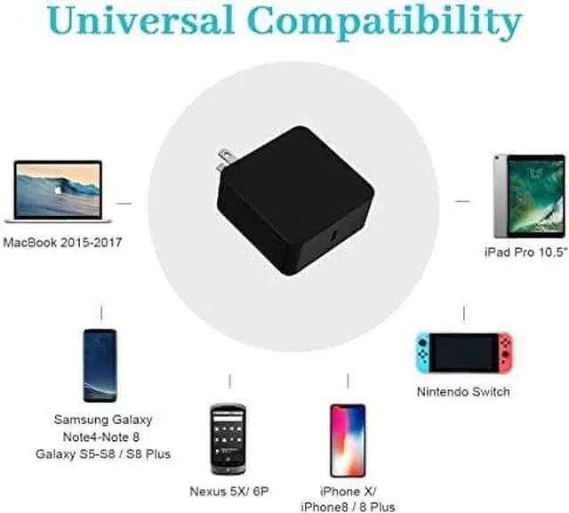 Alt view image 6 of 7 - 45w Laptop USB-C Charger For Samsung Chromebook Charger Type C PA-1300-87 XE520QAB XE350XBA Asus Chromebook Charger Samsung Chromebook 4 Charger Samsung Chromebook Plus Charger(Charger Also For Phone)