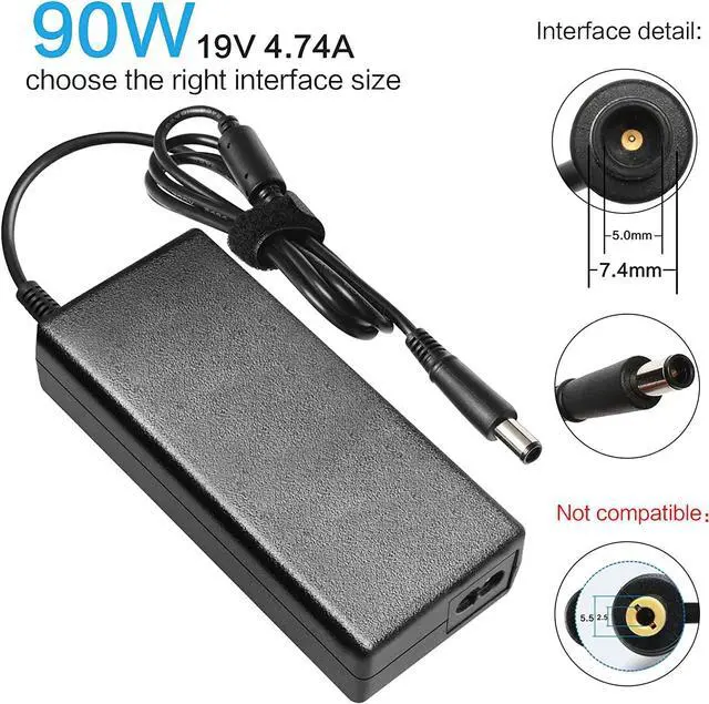 Alt view image 2 of 7 - 90W 19V AC Adapter Dv7 Power Supply Cord Laptop Charger for HP Pavilion Dv4 Dv6 Dv7 G50 G60 G60T G61 G62 G72 2000; HP Compaq 2230s 2510p 2710p 6510b 6515b 8510p 8510w