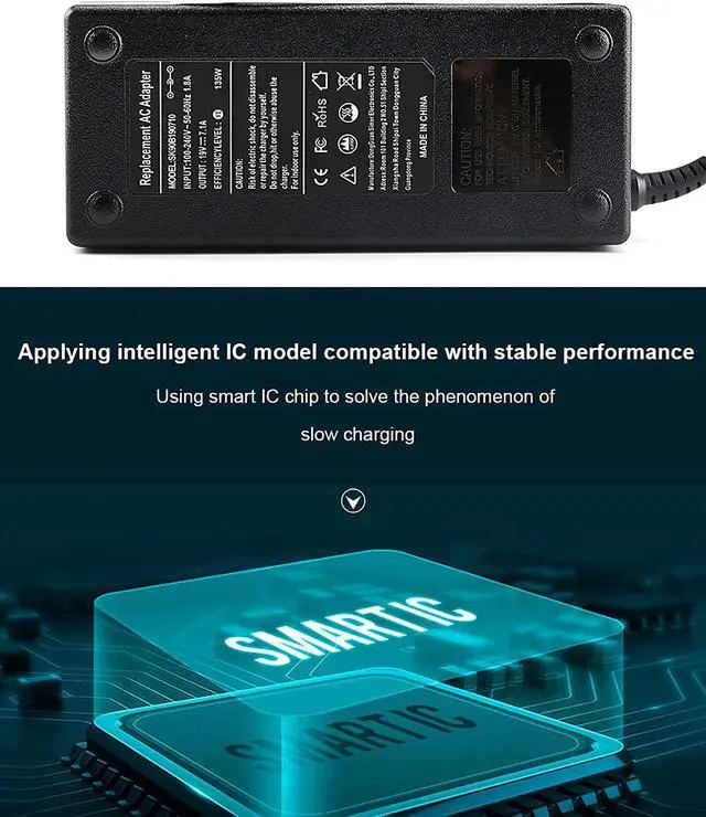 Alt view image 6 of 7 - 135W AC Charger Relacement for Acer Nitro 5 Gaming Laptop AN515-54 AN515-53 AN515-45-r837 135wrger VN7-592 VN7-592g AN5 AN515-41-f3k8 Compatible with Acer Nitro 5 Power Cord