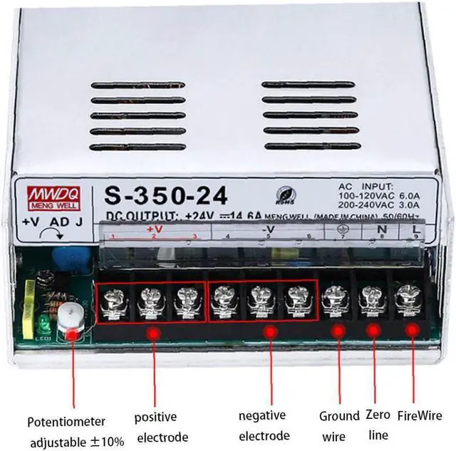 Main image of Universal Regulated Switching Power Supply S-350-24v Power Supply Unit for CCTV Radio Computer Project Silver Power Supply