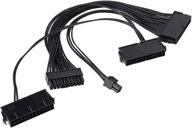 Alt view image 7 of 7 - Dual Power Supply Adapter, 24Pin Dual PSU Adapter Power Supply Motherboard Adapter Cable Practical ADD3PSU Starter for Computer