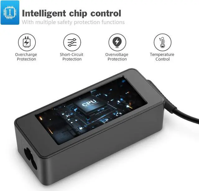Alt view image 3 of 6 - 65W USB C Laptop Charger for HP Chromebook 14 14A X360 918337-001 844205-850 28769-001 USB Type-C Charger AC Adapter Power Supply Cord