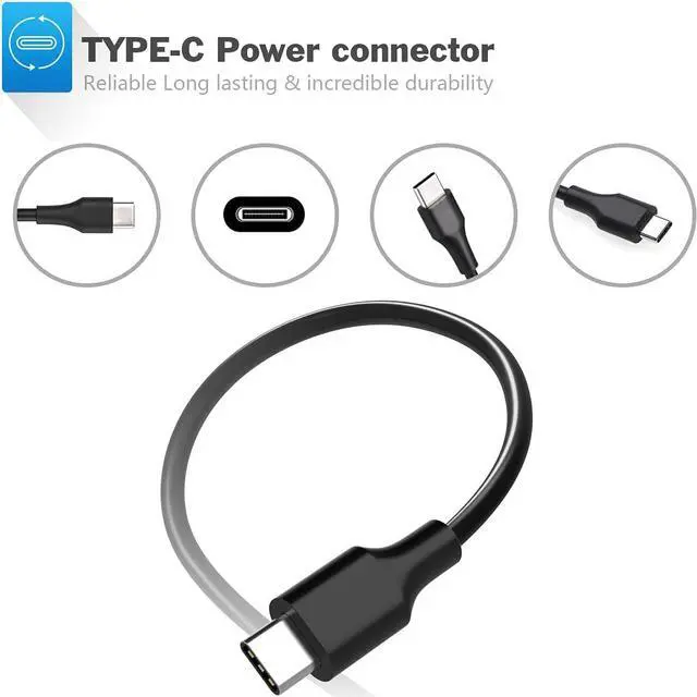 Alt view image 2 of 6 - 65W USB C Laptop Charger for HP Chromebook 14 14A X360 918337-001 844205-850 28769-001 USB Type-C Charger AC Adapter Power Supply Cord