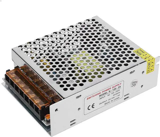 Main image of Switching Power Supply Transformer Driver, Switch Power Supply Driver Adapter Reliable High Efficiency for LED Display CCTV for Radio Computer Engineering(S-120-24 (24V/5A/120W) AC100-240V)