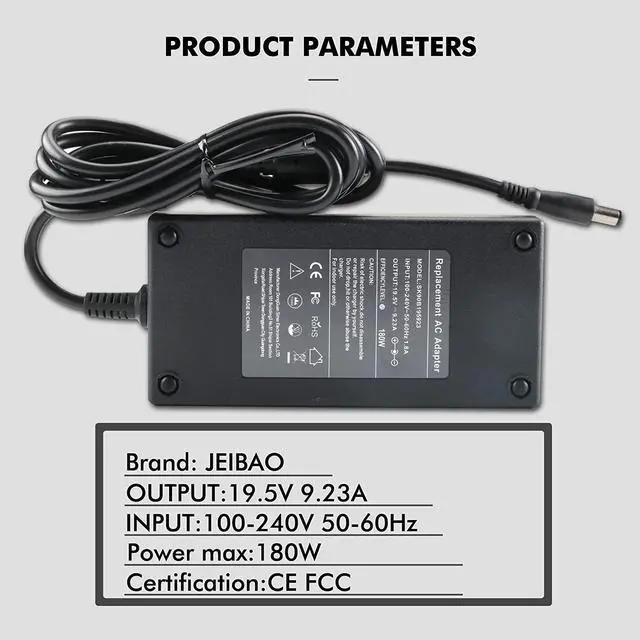 Alt view image 4 of 7 - Caen 19.5V 9.23A 180W AC Adapter Changer fit for Dell Precision 7520 7530 7510 M4600 M4700 M4800 M6600 Inspiron one 2320 2350 7577 DA180PM111 FA180PM111 P74F P74F001 P53F Laptop Power Supply Cord