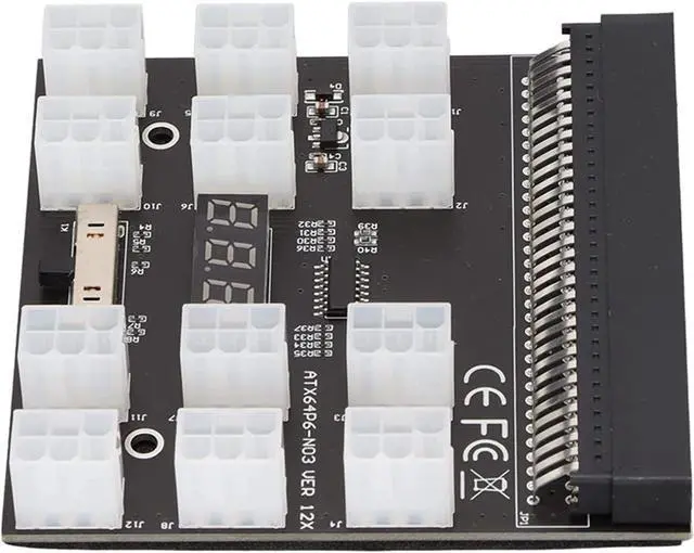 Alt view image 5 of 7 - PSU Board, PCB Material Mining Graphics Card Power Supply Board 12 ATX 2x3 Pin Outputs Power Connector with LED Voltage Display, for DPS-800GB A, for DPS-1200FB A, etc.