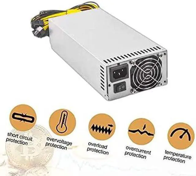 Alt view image 4 of 7 - Miner Power Supply PSU 1800w 2U Modular PSU 100V-240V Input 10x6Pin for S9 or L3+ or Z9 Mini or D3 w