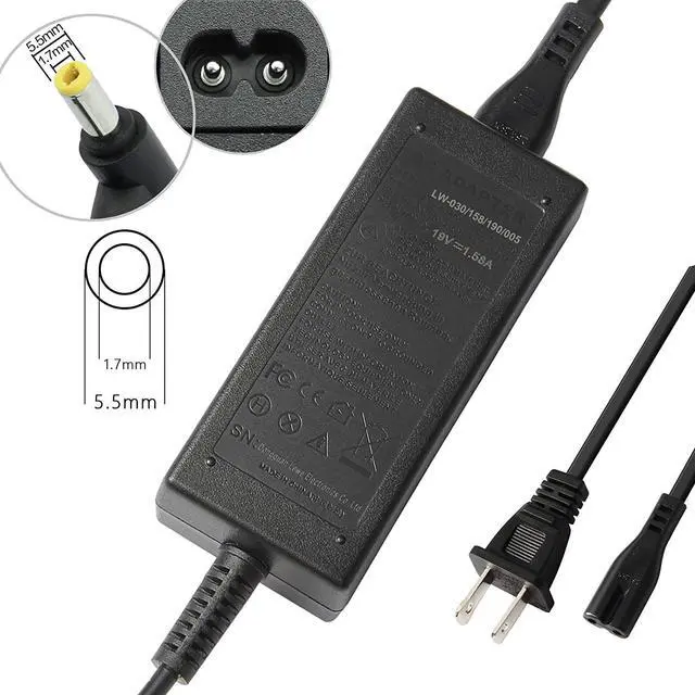 Alt view image 4 of 7 - AC Doctor INC PA-1300-04 19V 1.58A 30W AC Adapter Power Supply for Acer Aspire One Series ZG5 Charger RLR AC Adapter Power Cord PA-1650-02 LC.ADT00.005 Laptop Charger with Power Cable