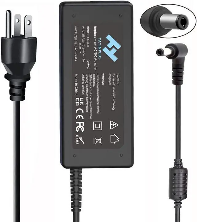 Main image of 19V 3.42A 65W Laptop Charger Ac Adapter for Asus Notebook Zenbook adp-65dw K72f F555L X401 X401u X551 X551m S400ca N17908 D550m U56e U57a TP500 TP500L Power Cord(Big Tip Size:5.5x2.5mm)