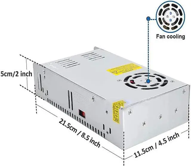 Alt view image 7 of 7 - 600W DC Power Supply, SUYOOULIN 12V 50A AC 110-264V Converter DC Adapter Universal Regulated Switching Power Supply 12V 600W LED Power Supply for LED Strip,CCTV, Radio, Computer Project (12V 50A 600W)