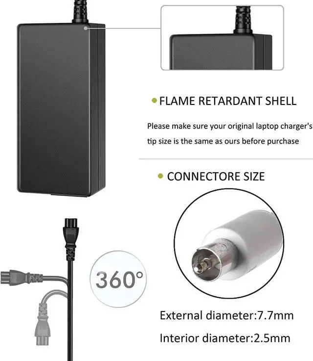 Alt view image 2 of 7 - 65W 2.65A 24.5V AC Power Adapter Charger for PowerBook G4 A1021,iBook G4, PowerBook G4 15.2-inch with Size 7.7mmX2.5mm