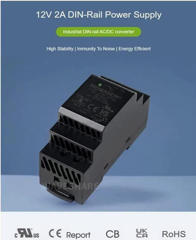 Alt view image 4 of 7 - 12V 2A Industrial DIN-Rail Power Supply, AC/DC Converter @XYGStudy (LI30-20B12PR2)