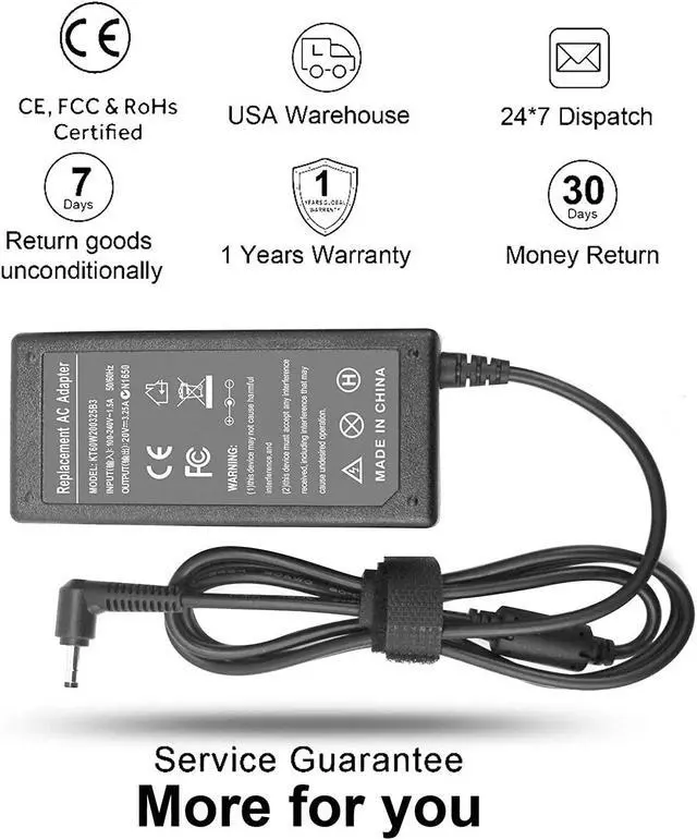 Alt view image 6 of 7 - ZAYUPVL Adapter Charger for Lenovo 20V 3.25A 65W with 4.0mm1.7mm Compatible with P/N: ADLX65CCGU2A ADLX65CDGA2A 80MH005TGE