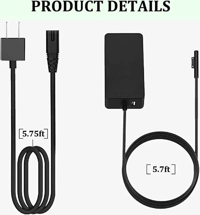 Alt view image 4 of 7 - 36W Surface Pro 3 Charger Surface Pro 4 Charger Compatible with Microsoft Surface Pro 3 Surface Pro 4 i5 i7 Surface Pro 5 Surface Laptop Power Supply
