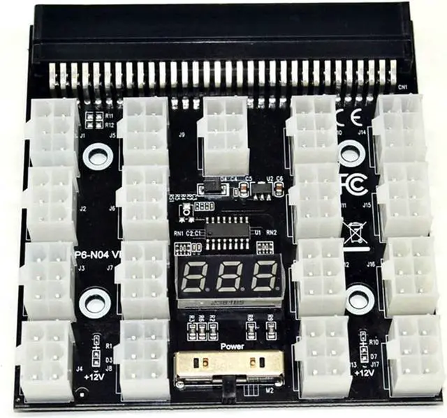 Alt view image 2 of 7 - SUTK 12V PCI-E 12/17x 6 Pins Power Adapter Server Power Supply Breakout Board for HP 1200W 750W PSU Server GPU BTC Mining (Color : 12 x 6 pin)