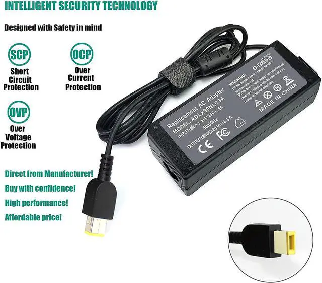 Alt view image 4 of 7 - 90W 20V 4.5A USB Laptop Charger for Lenovo TkinPad X1 X240 X250 X270 Carbon T440 T470 T450S E431 Ideapad S210 S500 S510p U430 U430p U530 Touch G500 G500s 20263 Adapter Power Supply Cord